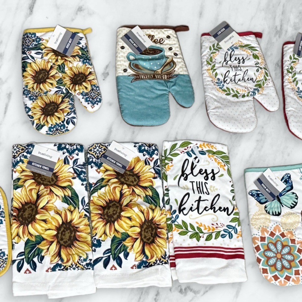 Mainstays Yellow and Blue Kitchen Linens Set